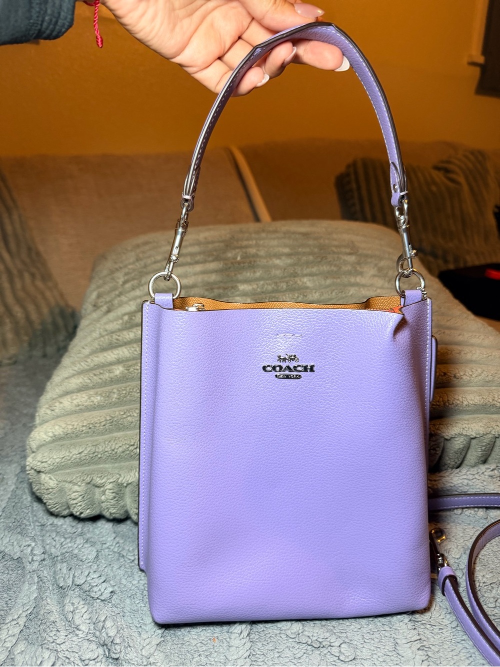 Coach Lavender Pebbled Leather Shoulder Bag